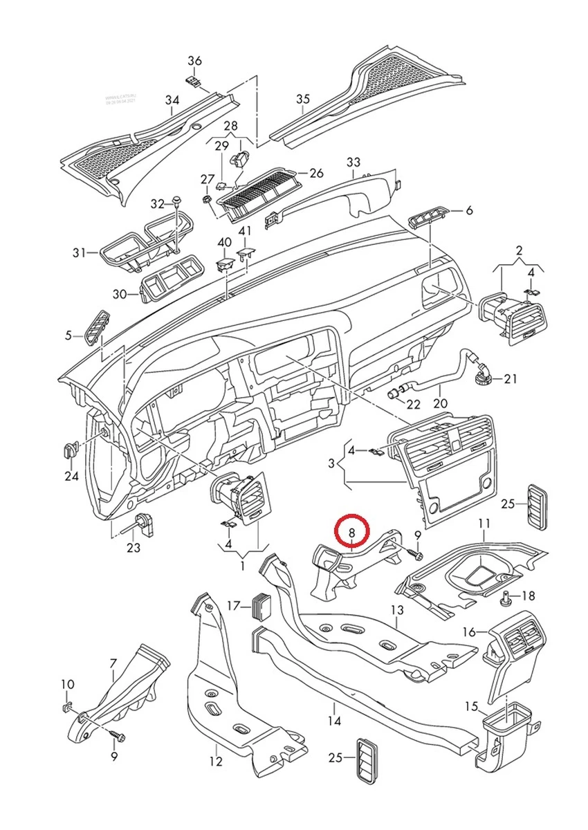 Воздуховод обдува ног пассажира 5G1819152A Volkswagen E-GOLF