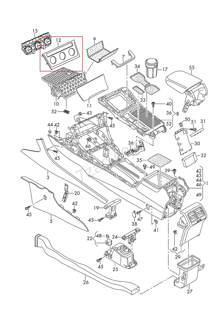 Накладка декоративна блоку управління кліматичної установки dark magnesium Volkswagen E-GOLF 5G2863042C