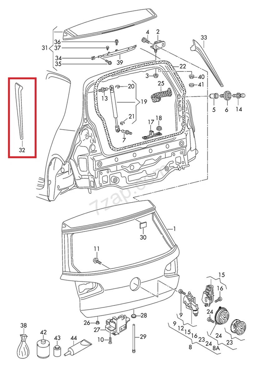 Спойлер крышки багажника боковой левый Volkswagen E-GOLF 5G6805945