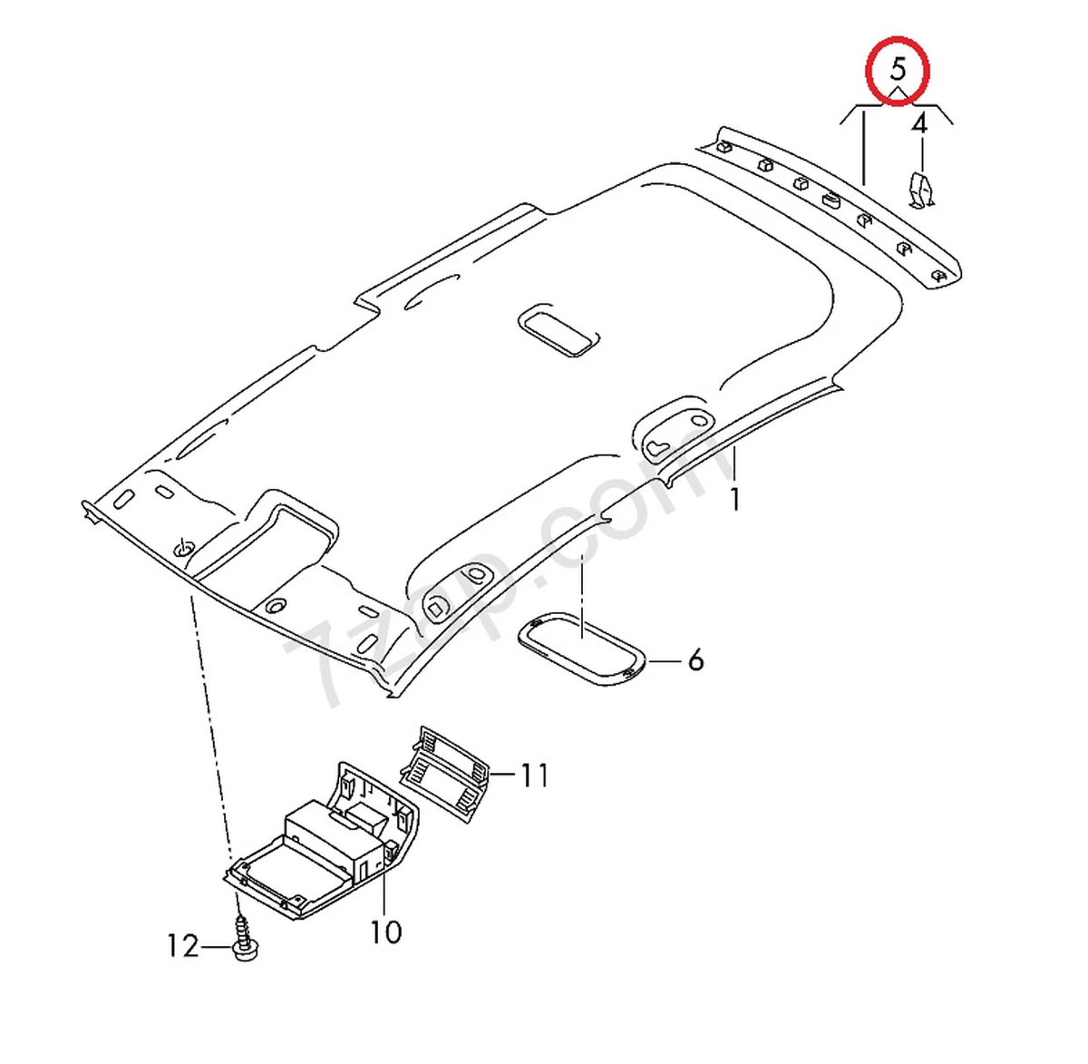 Накладка задняя концевая обшивки потолка с повреждениями 5G6867617 Volkswagen E-GOLF