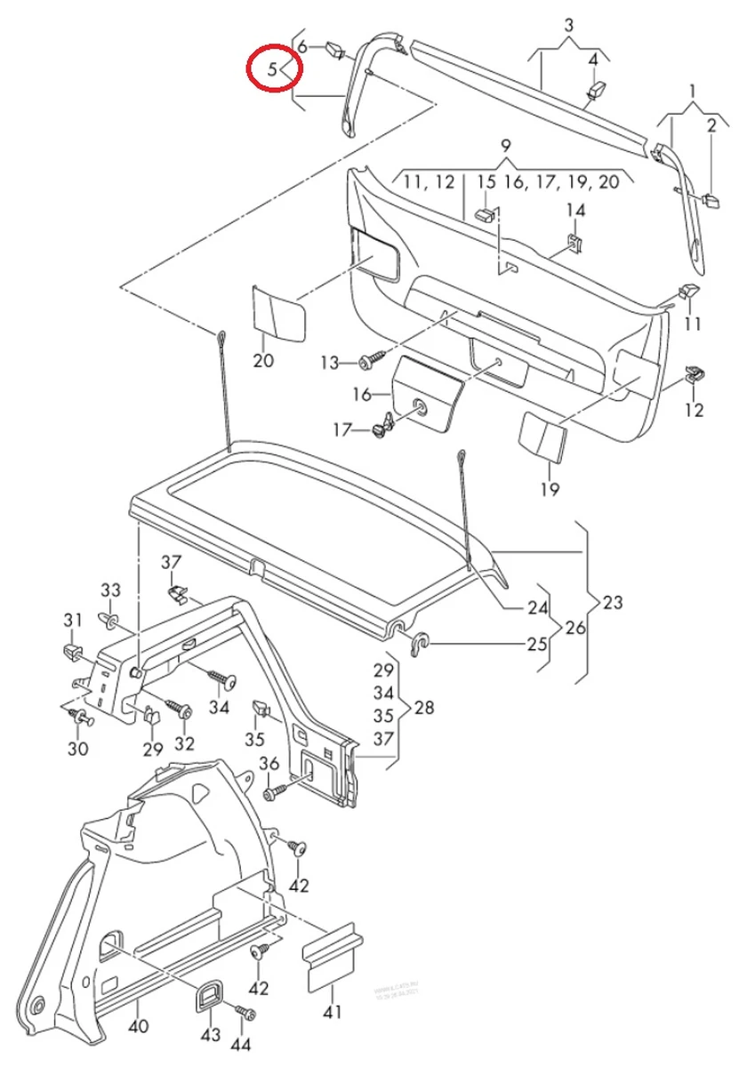 Trunk lid trim, upper right 5G6867714C Volkswagen E-GOLF