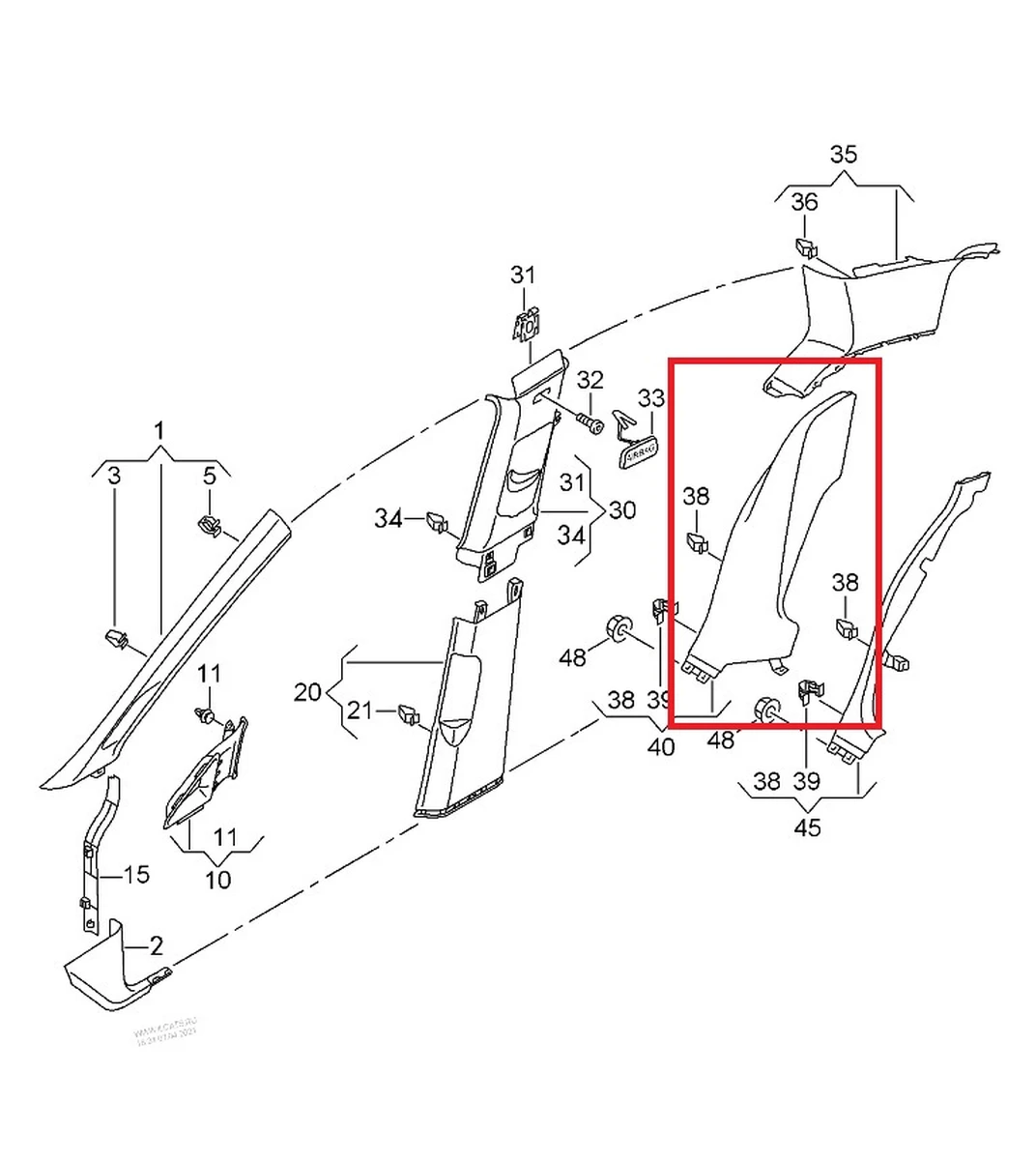Облицовка стойки C (колёсной арки) нижняя правая 5G6867766E Volkswagen E-GOLF
