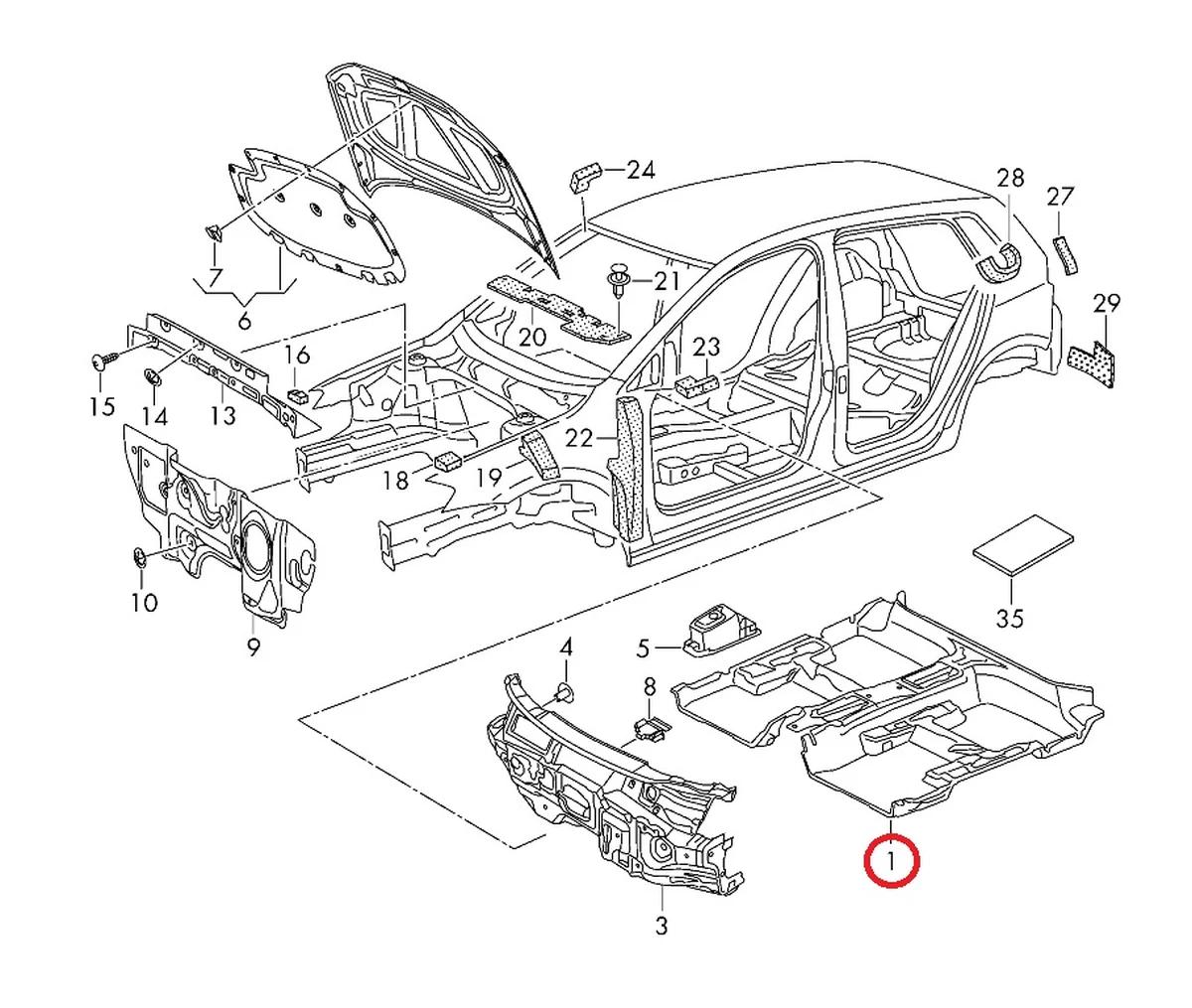 Теплошумоізолятор салону для підлоги 5GE863920A Volkswagen E-GOLF