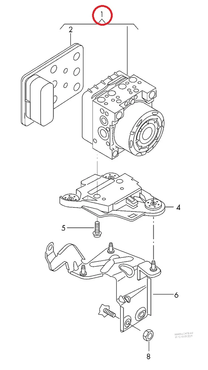 ABS module with control unit assembly with mounting bracket 5Q0614517M Volkswagen E-GOLF