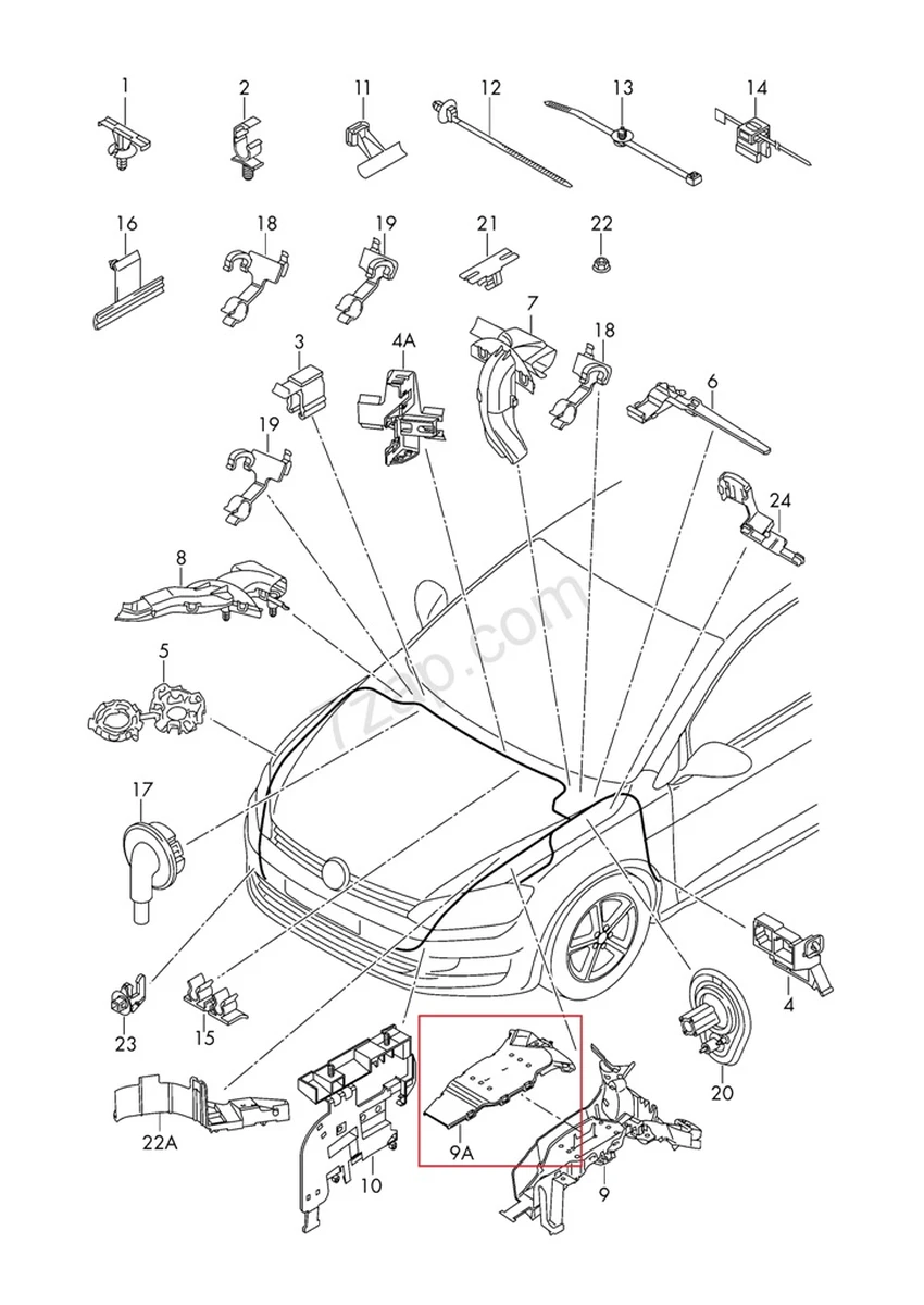 Верхняя часть кабельного канала VW E-GOLF 5Q0971879