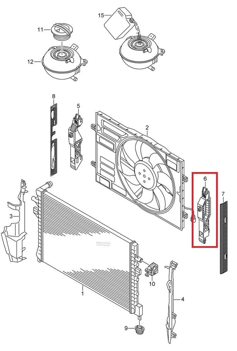 Кронштейн вентилятора радиатора левый 5QE121068A Volkswagen E-GOLF