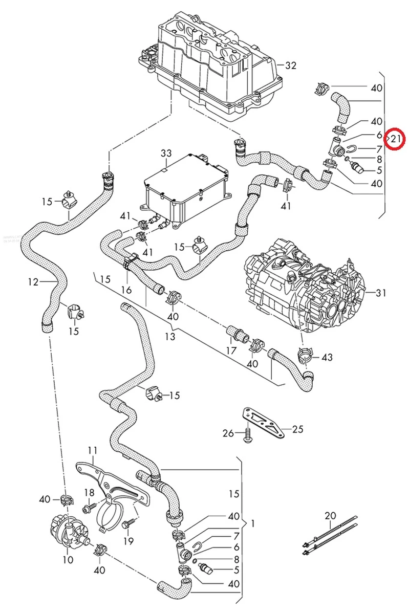 Cooling hose inverter assy 5QE122058G Volkswagen E-GOLF
