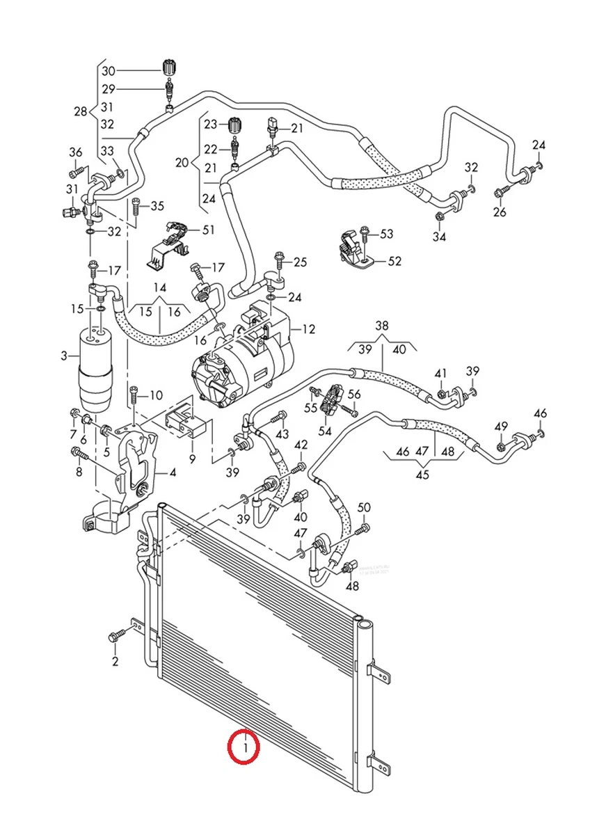 Radiator conditioner with damage 5QE816411A Volkswagen E-GOLF