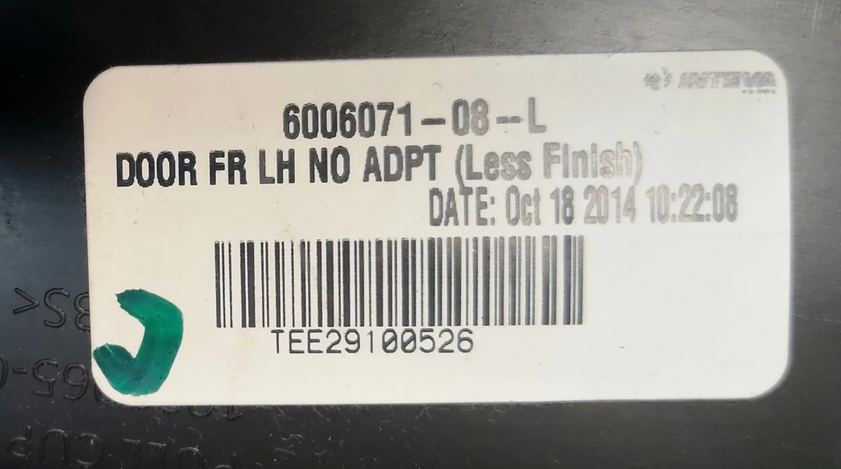 1 DR FR LH PURB/PVCB/PVCB BLACK NO ADPT w/o Power Window Tesla model S, model S REST 6006071-08-L