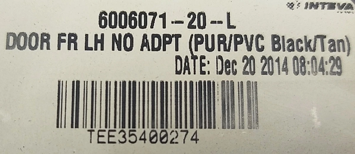 Door card, front left, assy NO ADPT PUR / PVC BLACK / TAN Tesla model S, model S REST 6006071-23-M