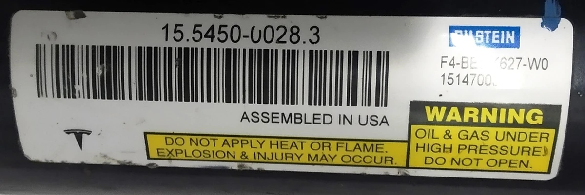 1 Rear left pneumatic shock absorber (air cylinder lets through) Tesla model S 6006352-06-C
