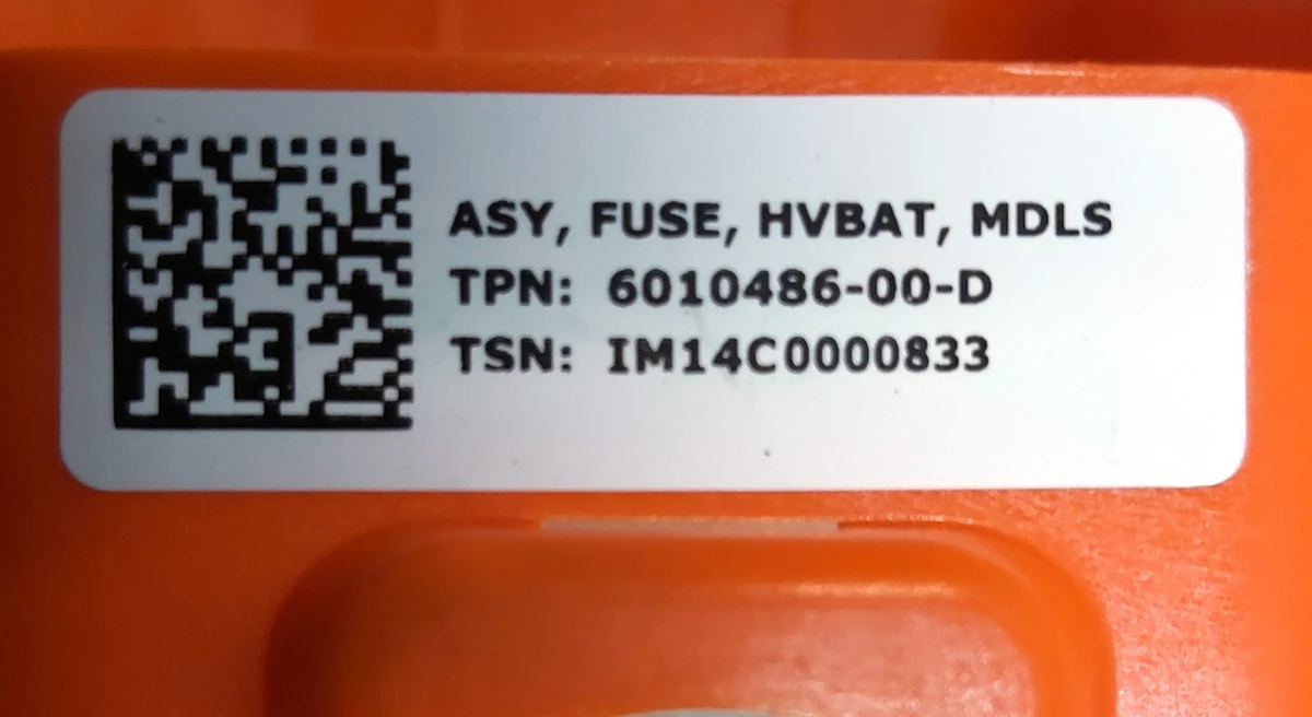 2 Main battery fuse S3 85kWh 630A Bussmann assembly Tesla model S 6010486-00-D