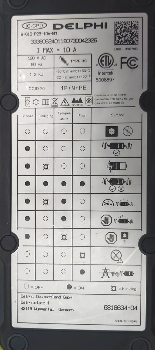 Stand.chg.cable 110V Mode 2 charging cable BMW I3 61446818634