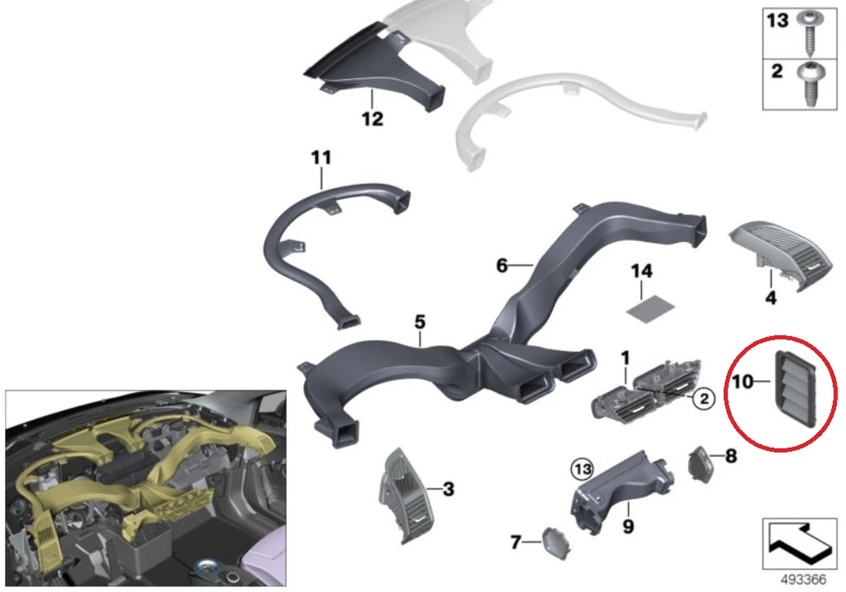 Вентиляційний клапан заднього багажника з ушкодженнями BMW i3 64229201647