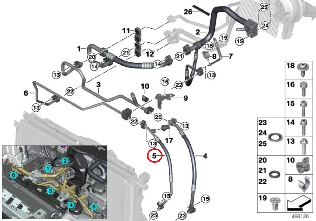 Трубопровод кондиционера выпускной в сборе с датчиком давления BMW i3 64509317388