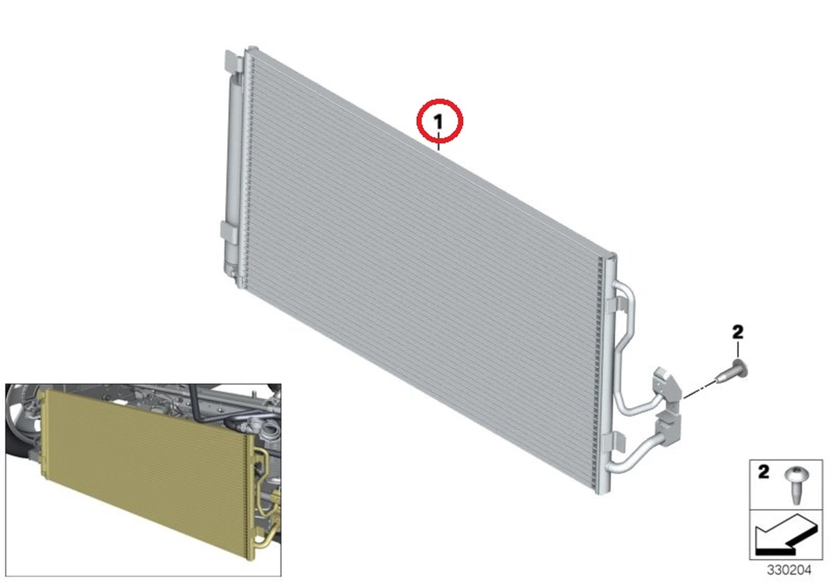 Радиатор кондиционера с повреждением BMW i3 64509335362