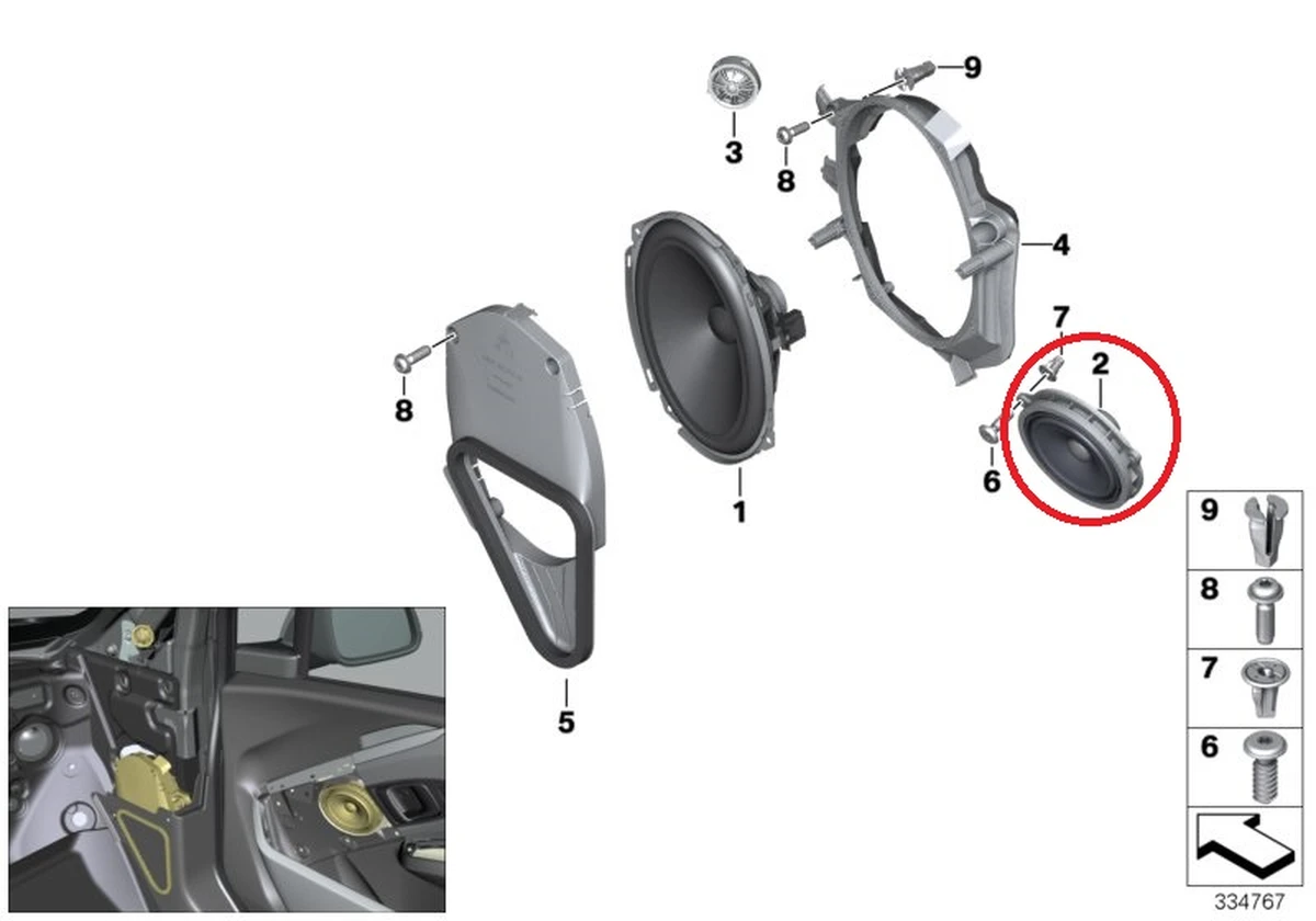 Динамик среднечастотный 110мм двери передней/задней левой/правой  BMW i3 65139210452