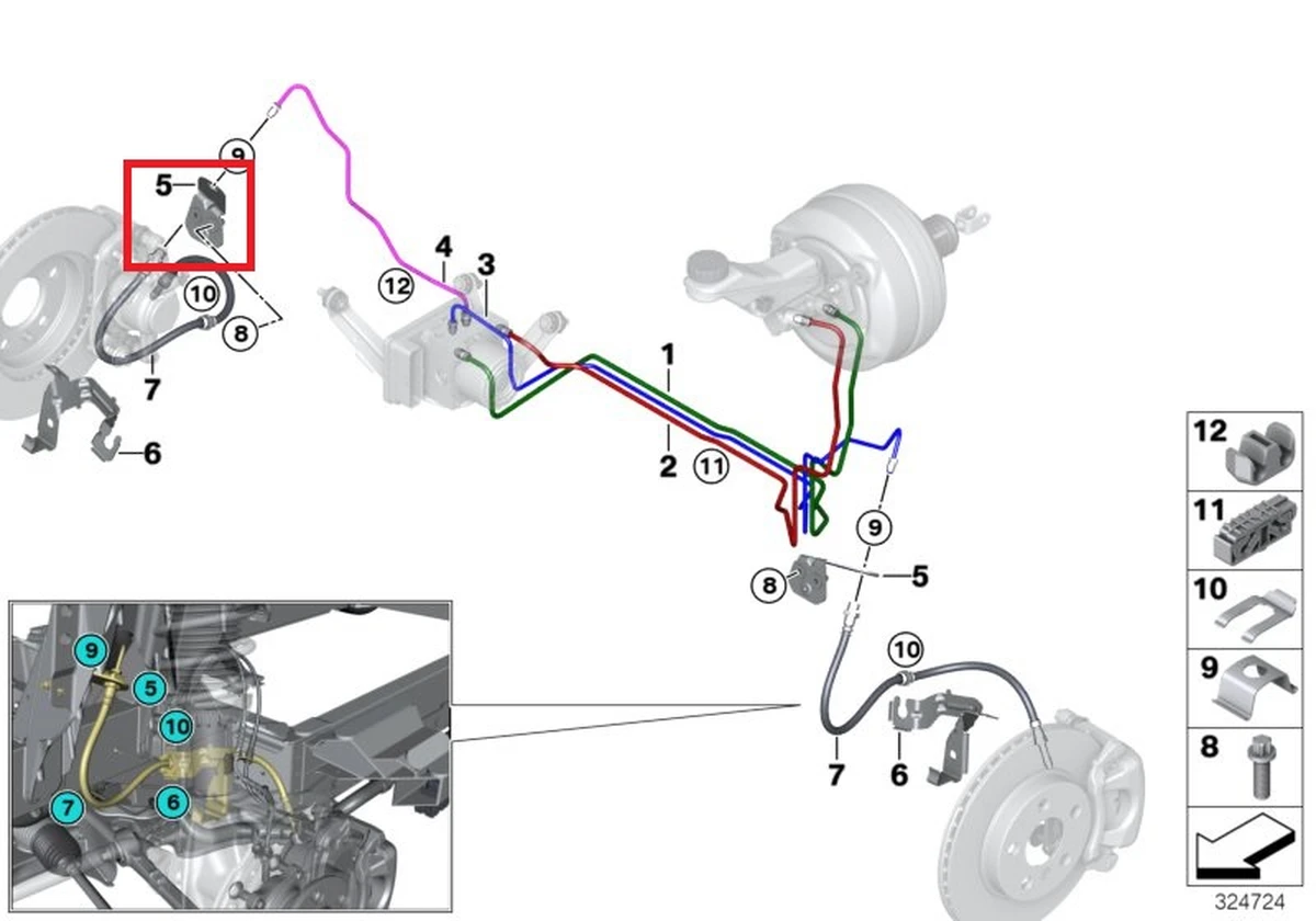 Кронштейн гальмівної магістралі DSC-M12-M10 правої передньої BMW I3 34326799387