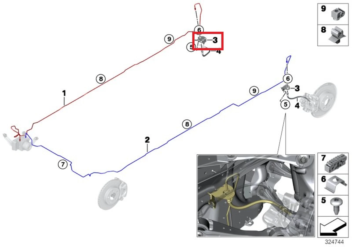 Кронштейн тормозной магистрали DSC-M12-M10 правой задней BMW I3 34326858160