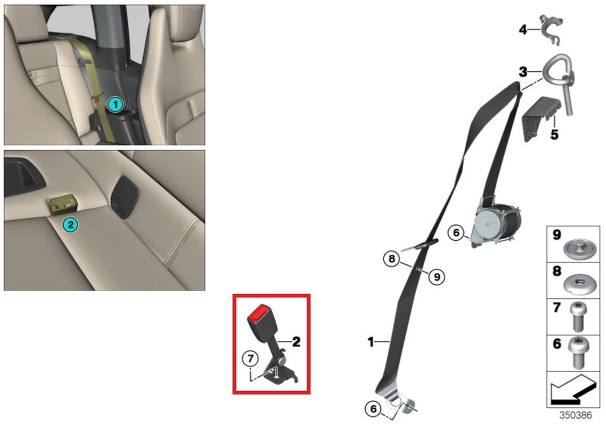 Замок ременя безпеки 2-го ряду сидінь правий в зборі BMW I3 72117347726