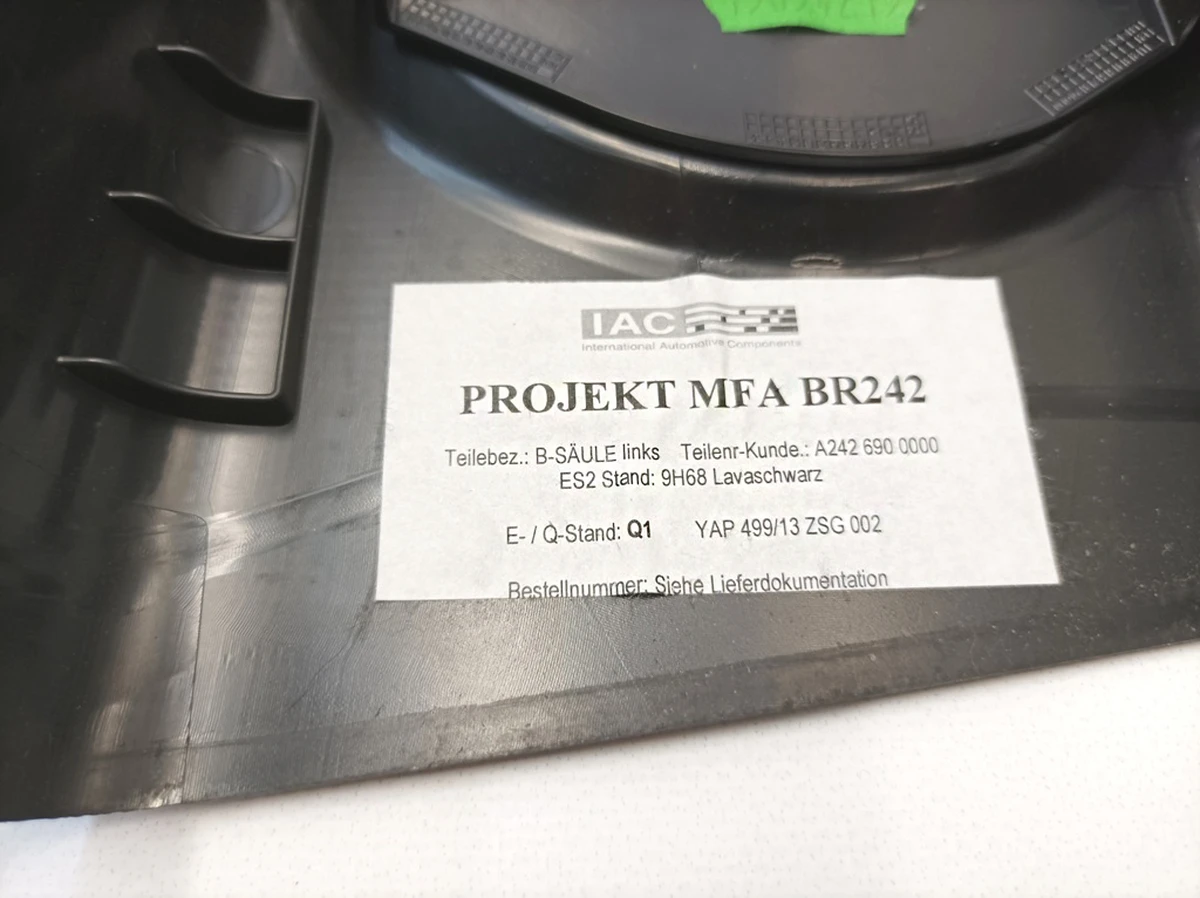 Upper left B-pillar trim 9H68 Lavaschwarz Mercedes B-Class A2426900000