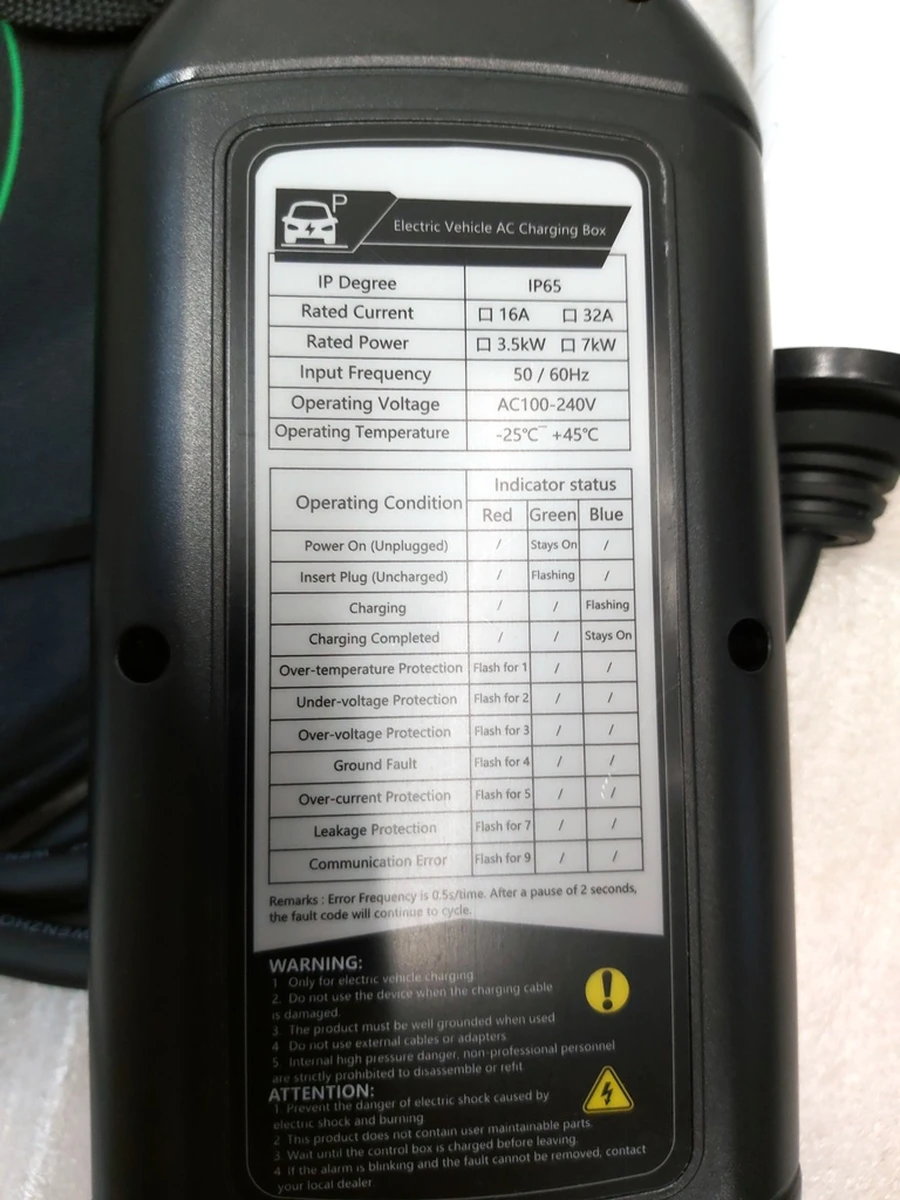 Универсальное мобильное зарядное устройство TYPE1 8A-16A 110V-240V 3,5 kW 3,5 м Tesla all models UMC AFY-A110-1