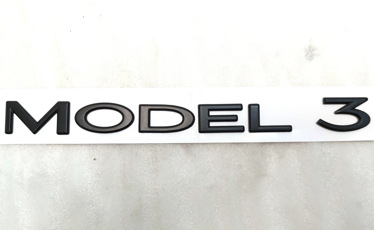 "MODEL 3" RED BADGE, MATT BLACK Tesla model 3 M3-badge