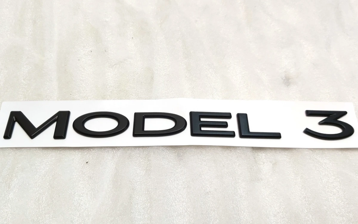 "MODEL 3" RED BADGE, MATT BLACK Tesla model 3 M3-badge