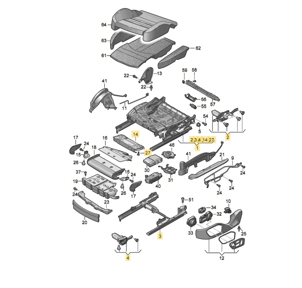 Механизм перемещения переднего левого сиденья с мотором 0390204164 в сборе Audi E-tron 3Q0881183A